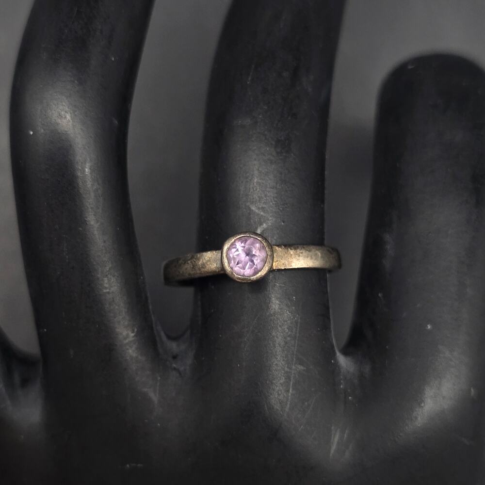 Sterling Silver Amethyst Ring Size 6 925 Signed PB Dainty Petite Vintage